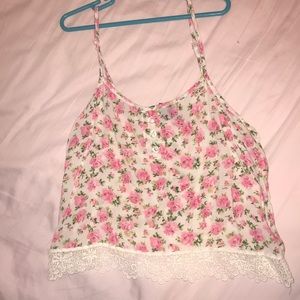 Pink floral crop top